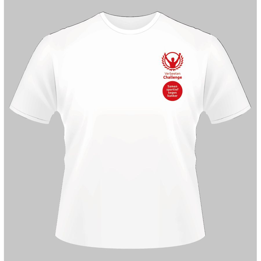 T-shirt verbeeten challenge wit
