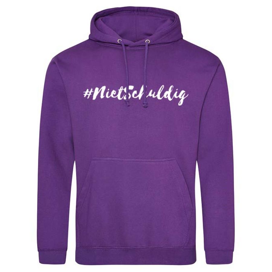 Hoodie dames #nietschuldig paars