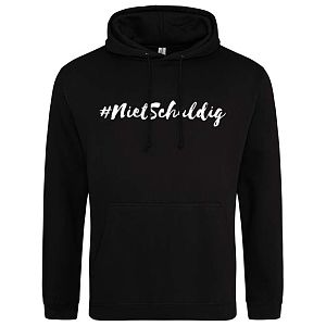 Hoodie kinderen #nietschuldig zwart